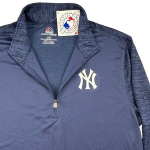 Majestic New York Yankees Cool Base Mens Large Navy Blue Quarter Zip Pullover